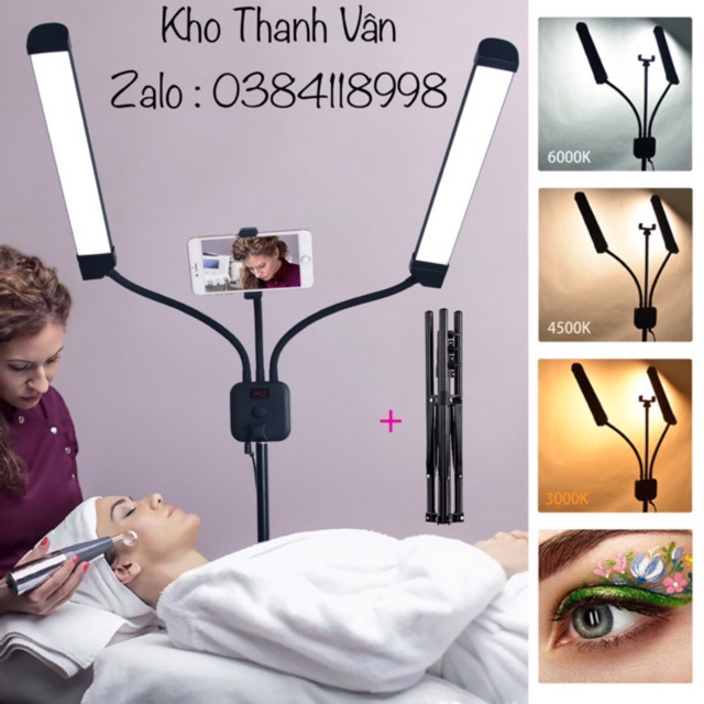 Đèn Led LF-Y500 2 Râu Cao Cấp Thế Hệ Mới Hỗ Trợ Ánh Sáng LiveStream,makeup,phun xăm,spa...