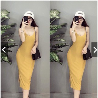 ĐẦM THUN BODY 2 DÂY XẺ TÀ THỜI TRANG