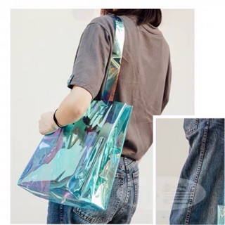 (Sẵn)T1⚡️Túi xách nữ nhựa PVC cá tính thời thượng bóng màu Hologram- ảnh thật cuối