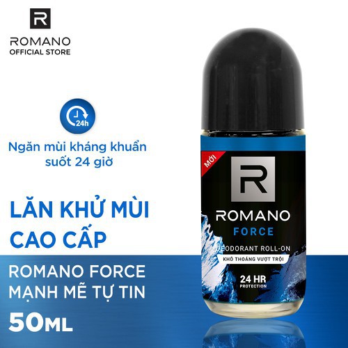 Lăn khử mùi Romano kháng khuẩn &amp; khô thoáng cả ngày 50ml ttshop