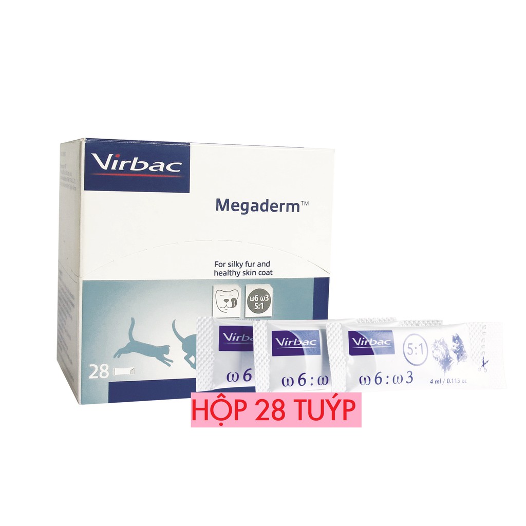 Hộp 28 tuýp Virbac Megaderm dưỡng da lông cho chó mèo