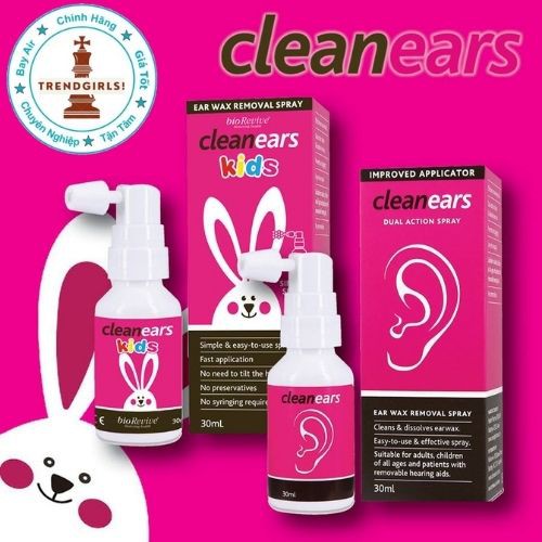 Xịt ráy tai Clean Ears Kids, Úc (30ml) xịt tai thỏ làm tan ráy tai cho bé từ 2 tháng tuổi trở lên