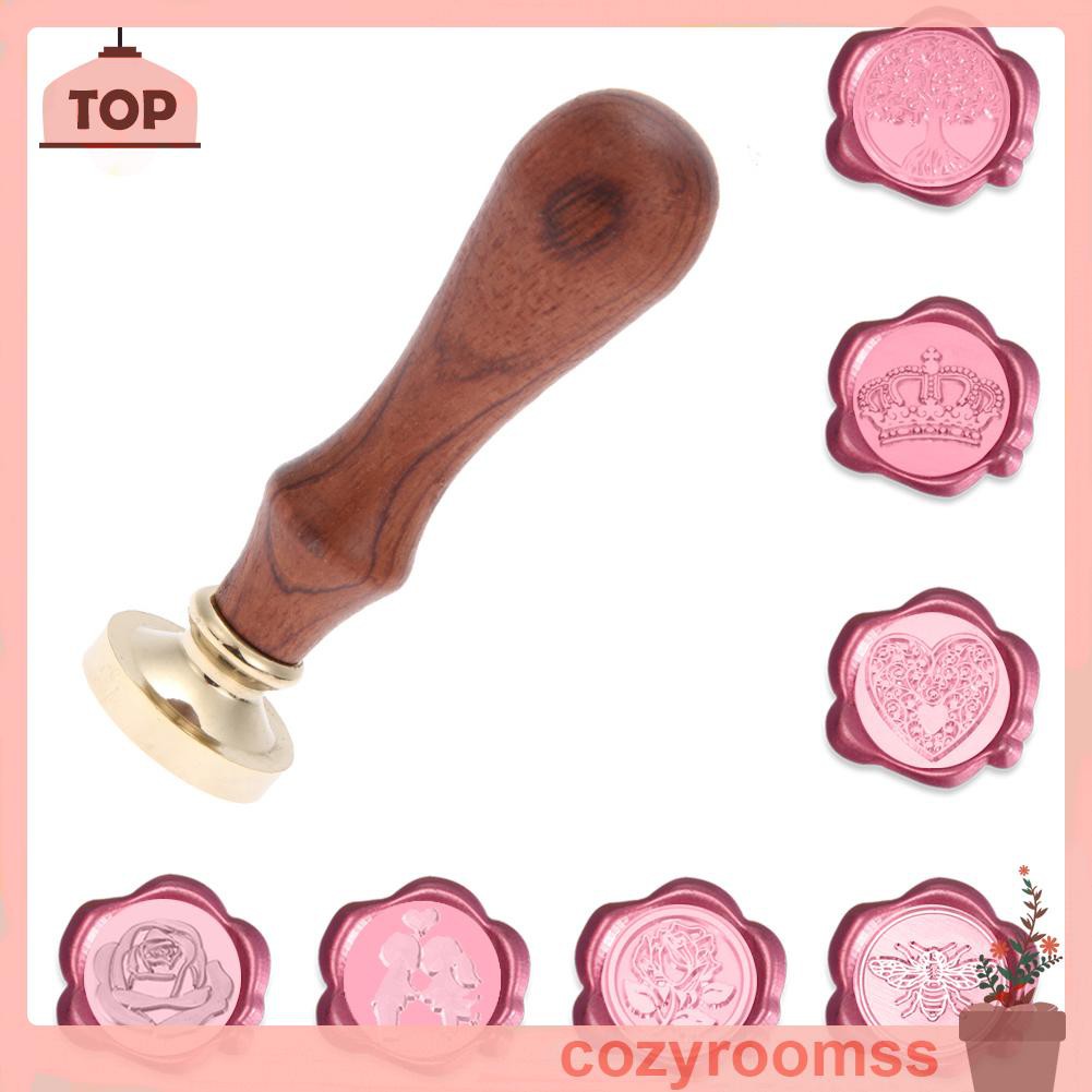 Đầu con dấu đóng sáp niêm phong trang trí thiệp mời đám cưới/phong thư bằng đồng mạ vàng phong cách retro DIY