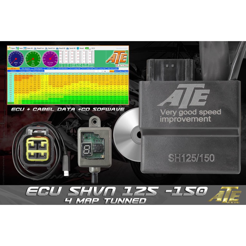 Ecu R15 V3 lập trình ATE racing có 4 map chỉnh và nút chuyển map