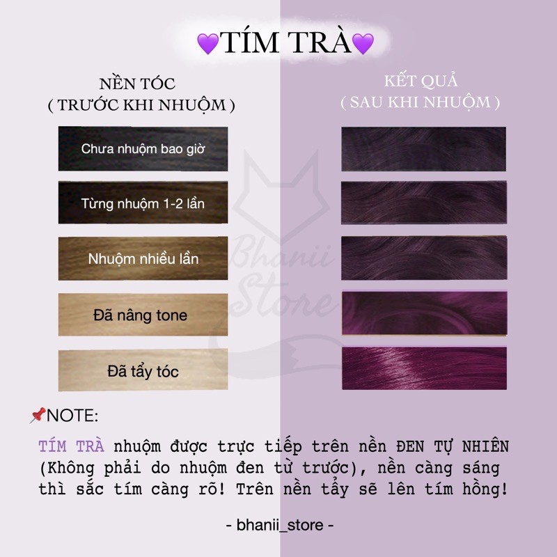 Thuốc nhuộm tóc Tím Trà KHÔNG TẨY bhanii store