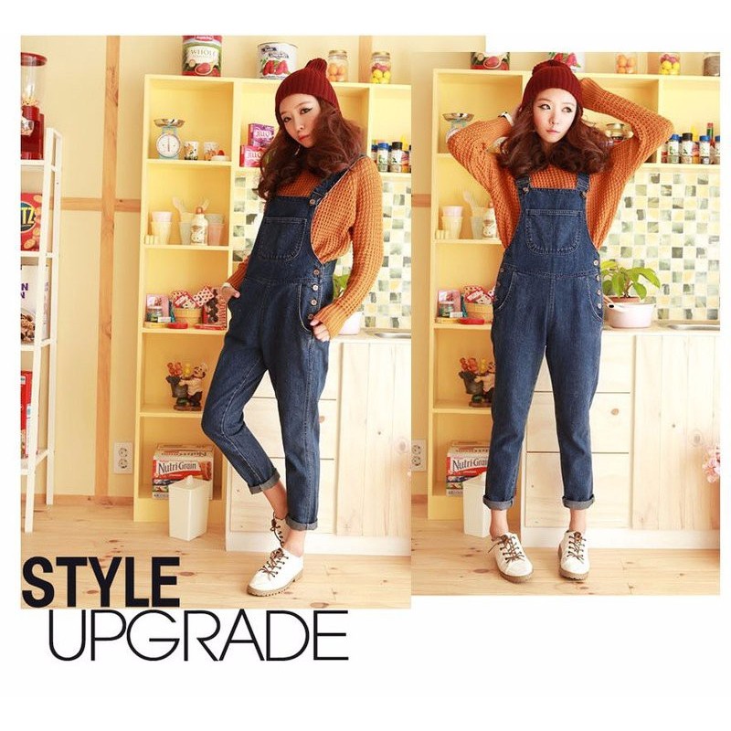 Quần yếm jean dài trơn | BigBuy360 - bigbuy360.vn