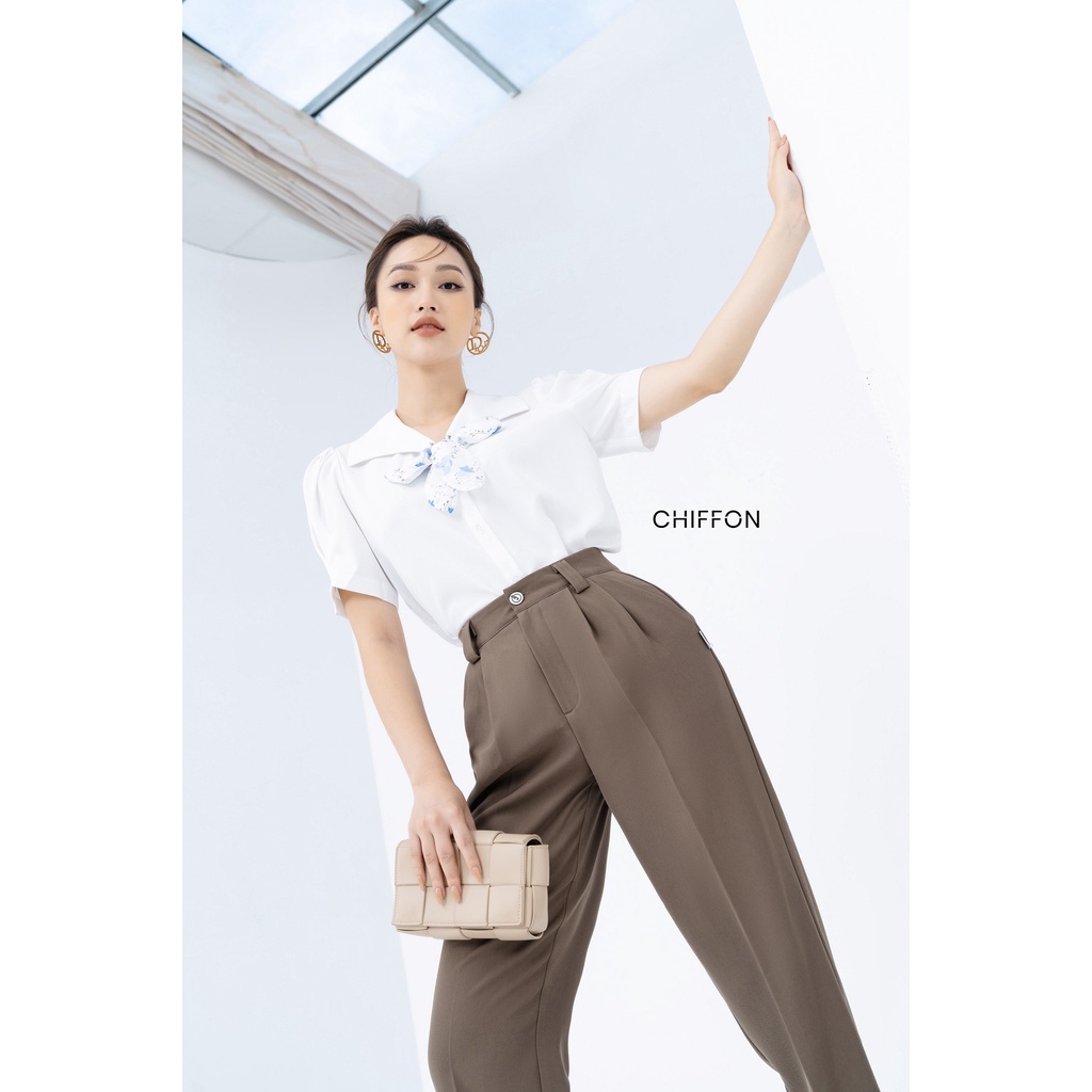 Quần baggy ống đứng 1 cúc cao cấp thiêt kế Chiffon