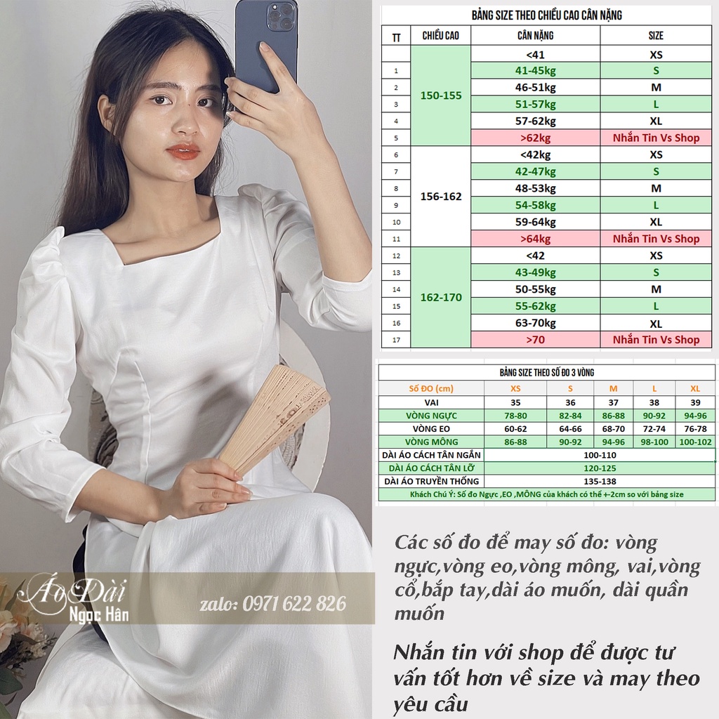 Áo Dài Truyền Thống Nữ Vai Bồng Cổ Vuông A73