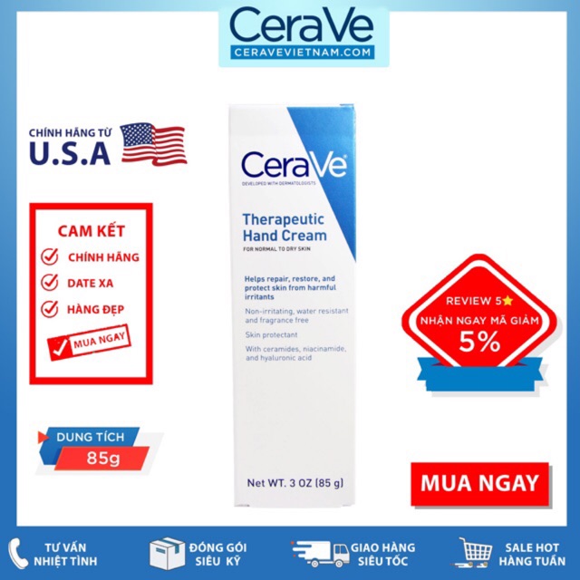 Kem dưỡng tay CeraVe Therapeutic Hand Cream (85g) | BigBuy360 - bigbuy360.vn