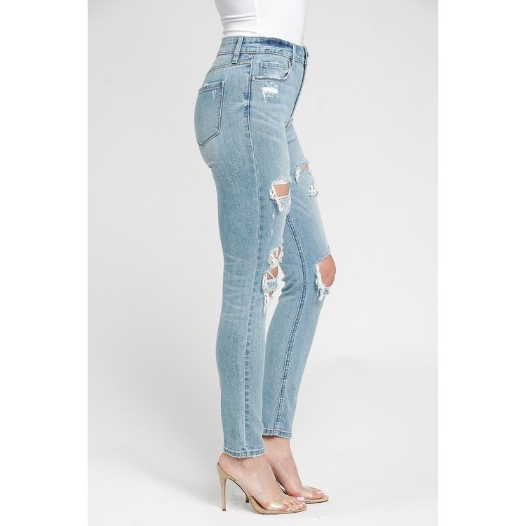 Quần jeans rách lưng cao Eunin xuất xịn
