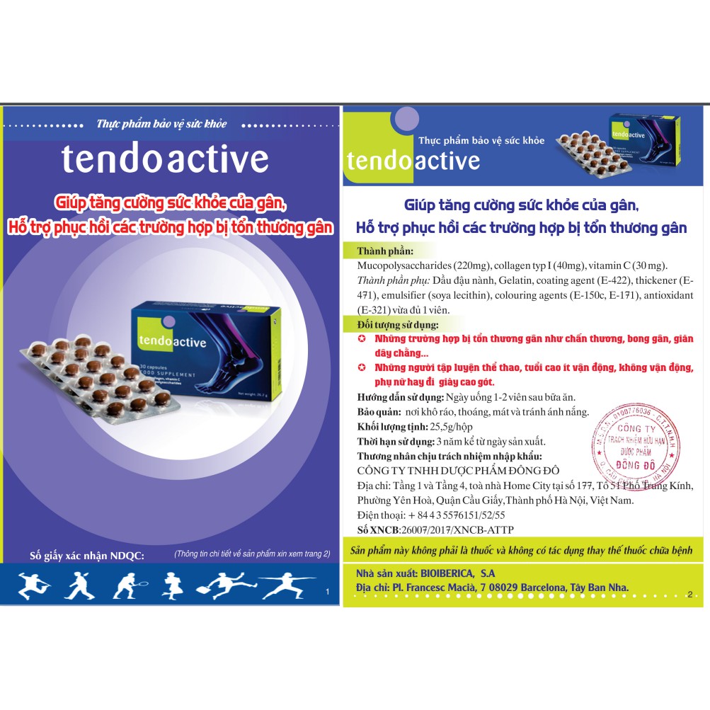 Viên Uống Tăng Cường Sức Khỏe Cho Gân Tendoactive Bioiberica 30 Viên