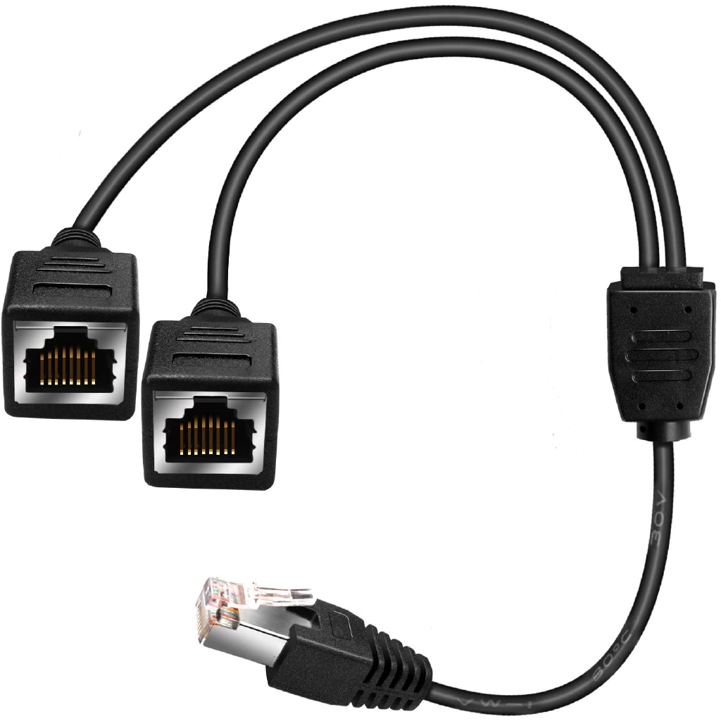 RJ45 Splitter Connectors Adapter - Trunple RJ45 1 Male to 2 Female LAN Ethernet Splitter Cable - Compatible Cat5e, Cat6, Cat7(Black)