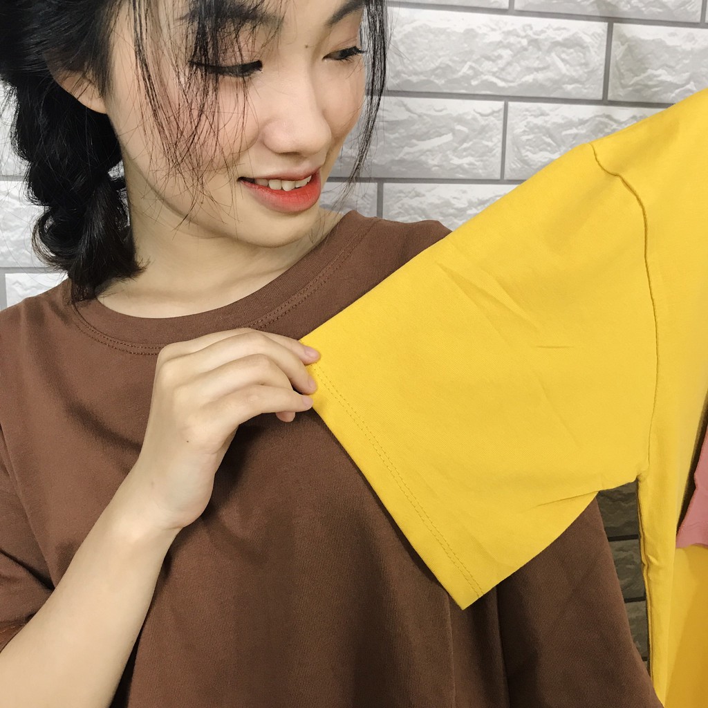 Áo phông tay lỡ nữ freesize form rộng giáu quần hình con vịt sau lưng sang chảnh