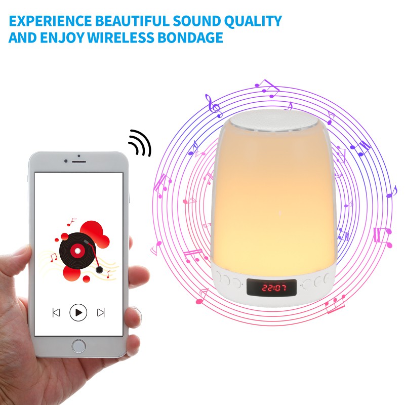 Đèn Ngủ Không Dây Lr03 7 Màu Tích Hợp Đồng Hồ Báo Thức / Đài Fm Radio Bluetooth Chống Muỗi Có Đồng Hồ Báo Thức Và Đèn Led Nhiều Màu Cho Phòng Ngủ Trẻ Em