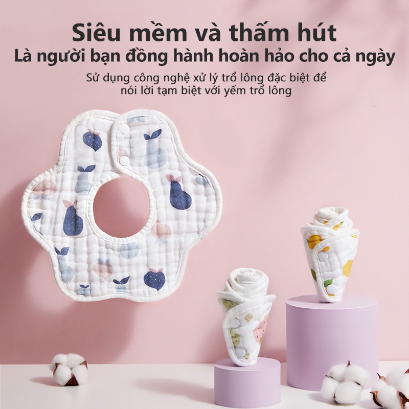 Yếm ăn dặm Cho Bé Xoay 360 độ như Cánh Hoa Siêu Mềm & Thấm Hút tốt QBI