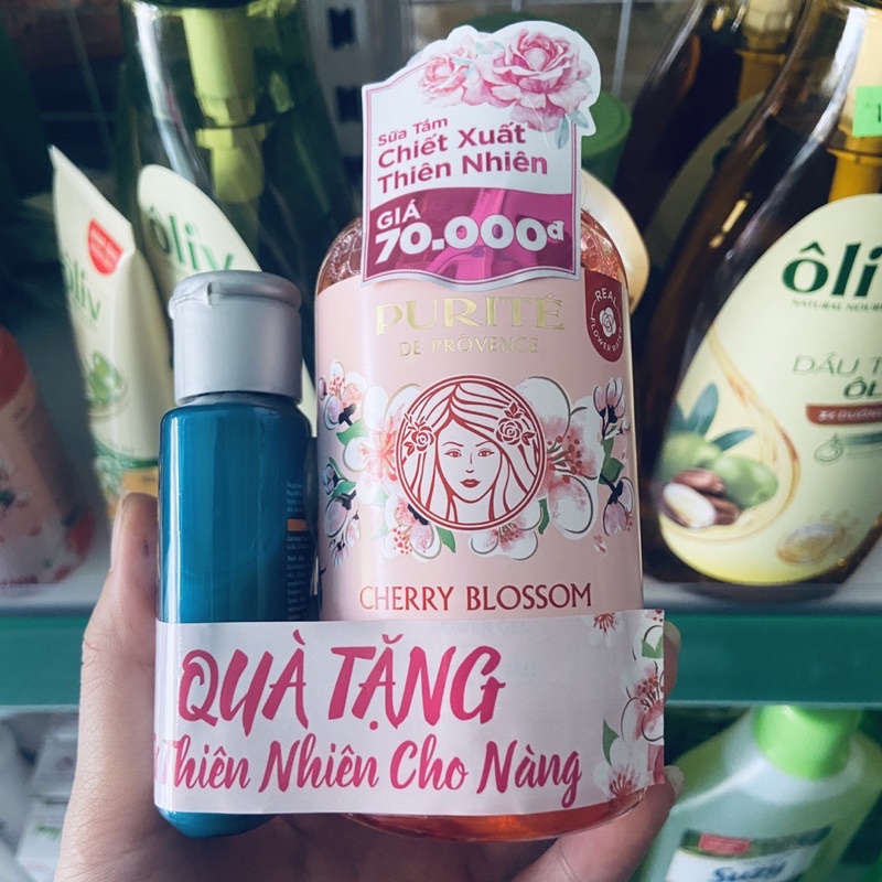 Sữa tắm Purité Hoa anh đào tặng kèm dầu gội Morrocan argan oil purite 58,5 ml