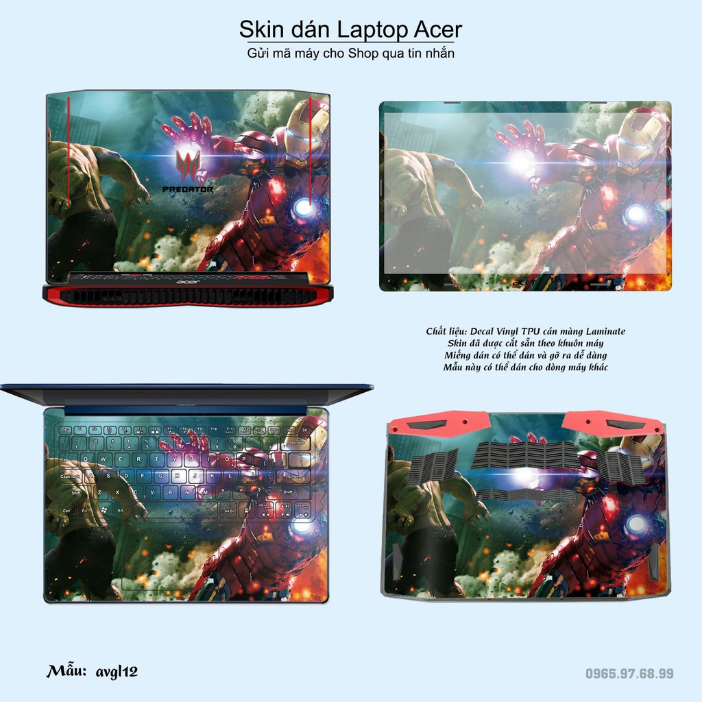 Skin dán Laptop Acer in hình Avenger _nhiều mẫu 3 (inbox mã máy cho Shop)