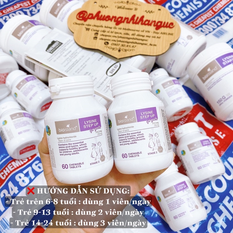 VIÊN UỐNG TĂNG CHIỀU CAO LYSINE BIO ISLAND CHO BÉ TRÊN 6 TUỔI - 24 TUỔI