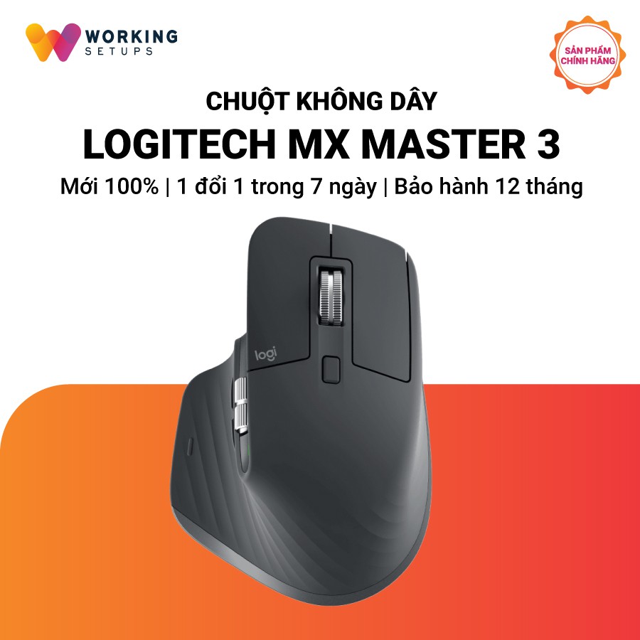 Chuột không dây bluetooth Logitech MX Master 3 | Kết nối 3 thiết bị , sạc nhanh USB-C , lướt trên mọi bề mặt