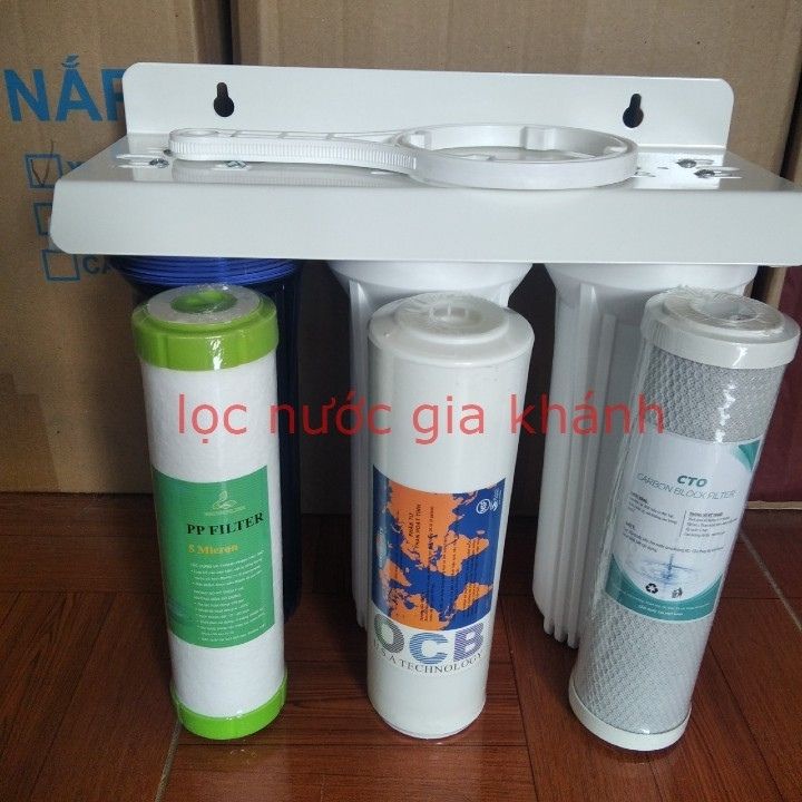 bộ lọc nước thô đầu nguồn 3 cấp lọc 10 inch ren 21, bộ lọc nước sinh hoạt 10 inch