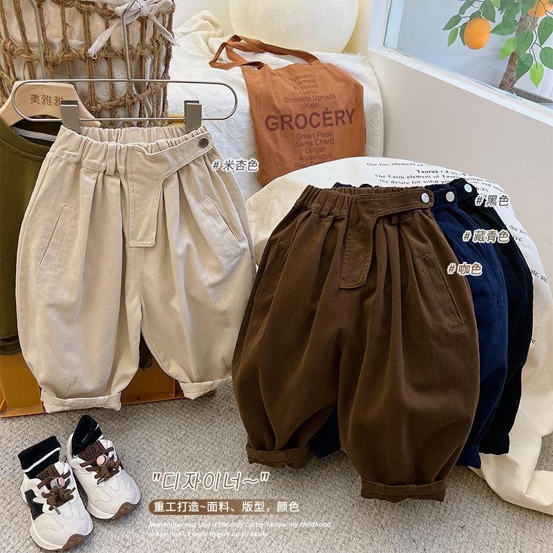 Quần Dài Cotton Dáng Rộng Phong Cách Hàn Quốc Nhật Bản Mới 2022 Cho Bé Trai