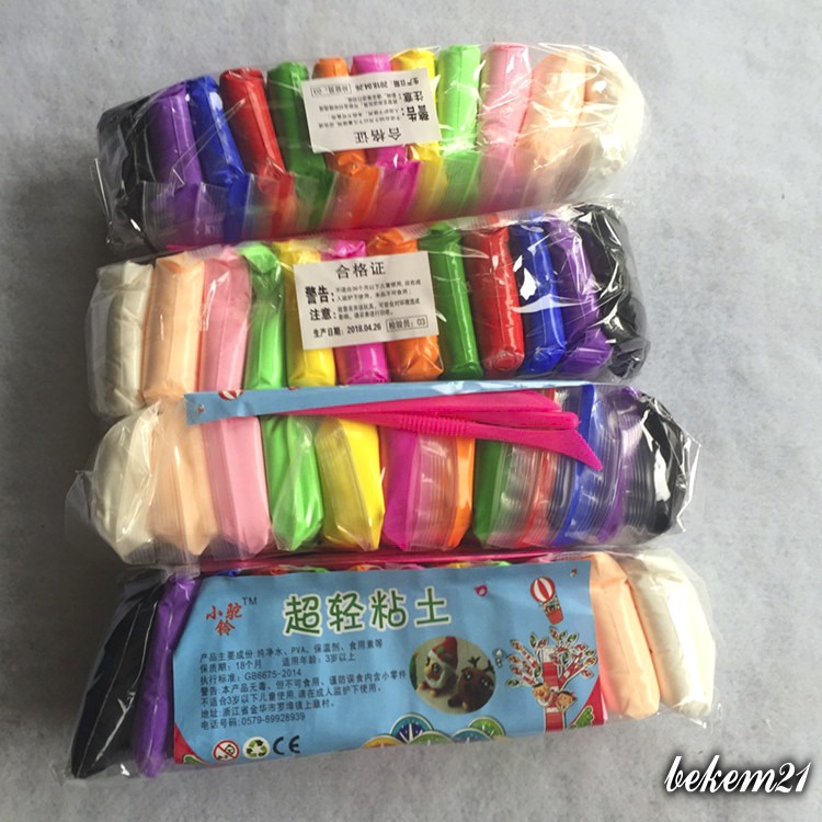 (LỐC 12 GÓI)Slime Đất nặn / đất sét nhẹ tự khô an toàn Lốc 12 màu cao cấp Softclay nặn hình, làm Butter slime & bộ cây