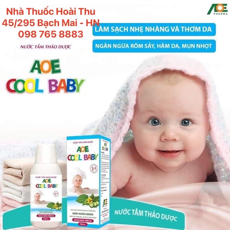 AOE Cool Baby - Nươc Tắm gội thảo dược cho bé , hết rôm sẩy, mẩn ngứa