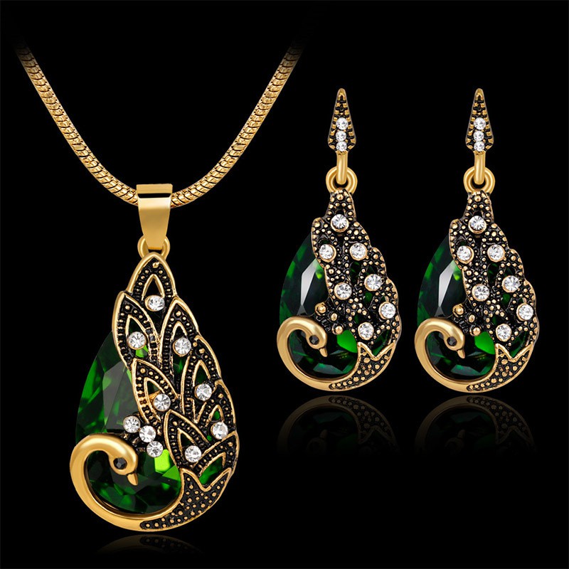 Set dây chuyền và khuyên tai phong cách cổ điển thanh lịch dành cho nữ