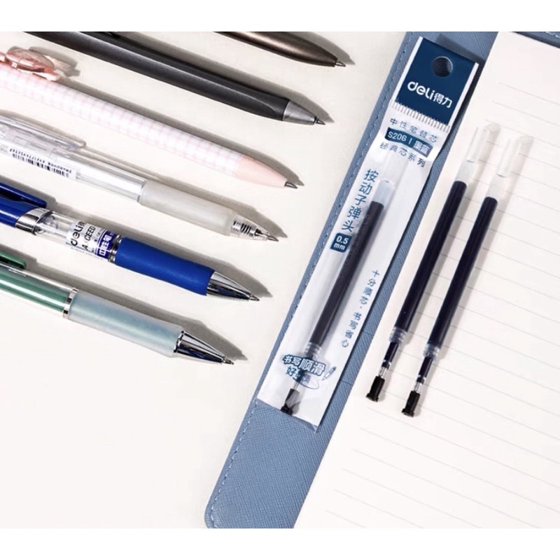 Hộp 20 cây ruột bút Deli S206 0.5 mm Akai ba màu xanh đen đỏ dành cho bút S01 A575 A057B