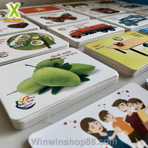 Bộ thẻ học thông minh 16 chủ đề 416 thẻ Chủ Đề Song Ngữ Anh-Việt Flashcards đồ dùng dạy học cho bé học từ vựng- Asam