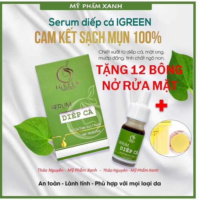 Serum diếp cá, serum diếp cá Igreen 10ml sạch mụn thâm se khít lỗ chân lông, dưỡng da căng bóng mịn màng | BigBuy360 - bigbuy360.vn