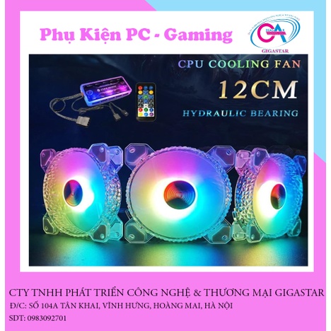 quạt tản nhiệt máy tính, Fan Led, Fan case RGB đồng bộ màu Hub Quạt Coolmoon, Phiên bản Diamond + có box