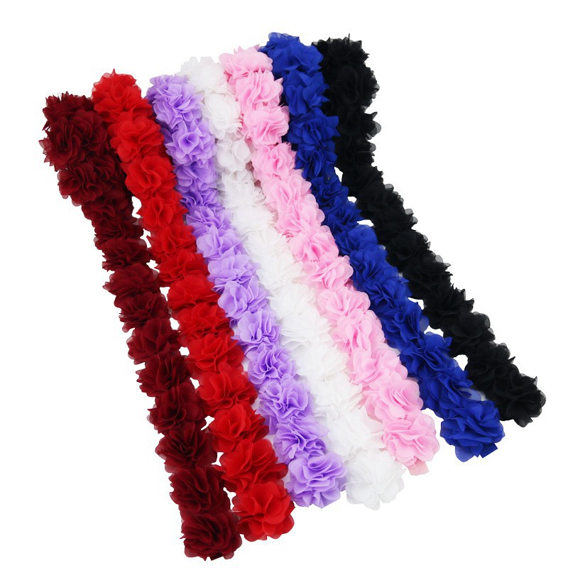 Dây ruy băng hoa bằng vải chiffon không dệt dùng trang trí tiện lợi dài 1m