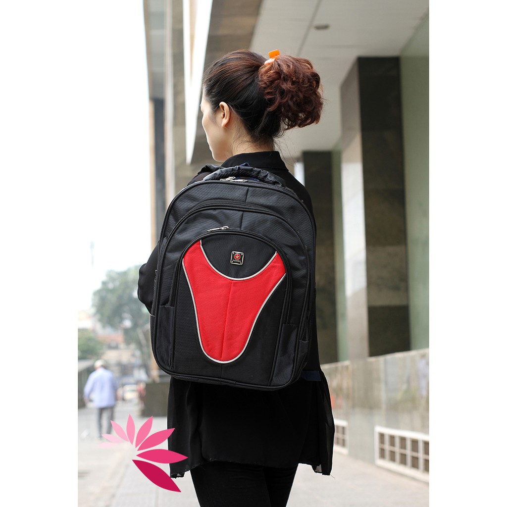 (MUA 1 TẶNG 1 TÚI DU LỊCH) Balo đựng Laptop, Balo laptop B02 40 x 32 x 16cm.( Fashion đen & đỏ) . Chính Hãng Có BH .