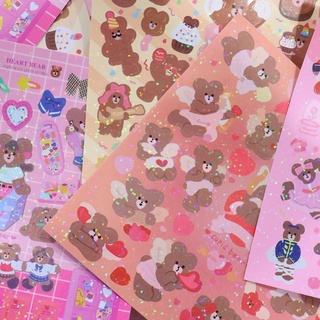 sticker gấu lấp lánh cute phong cách hàn quốc quầy gelato