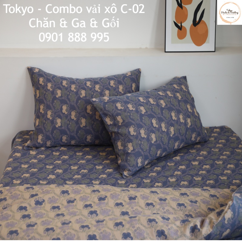 Combo Vỏ Chăn, Ga Gối vải Xô Organic cotton dòng cao cấp