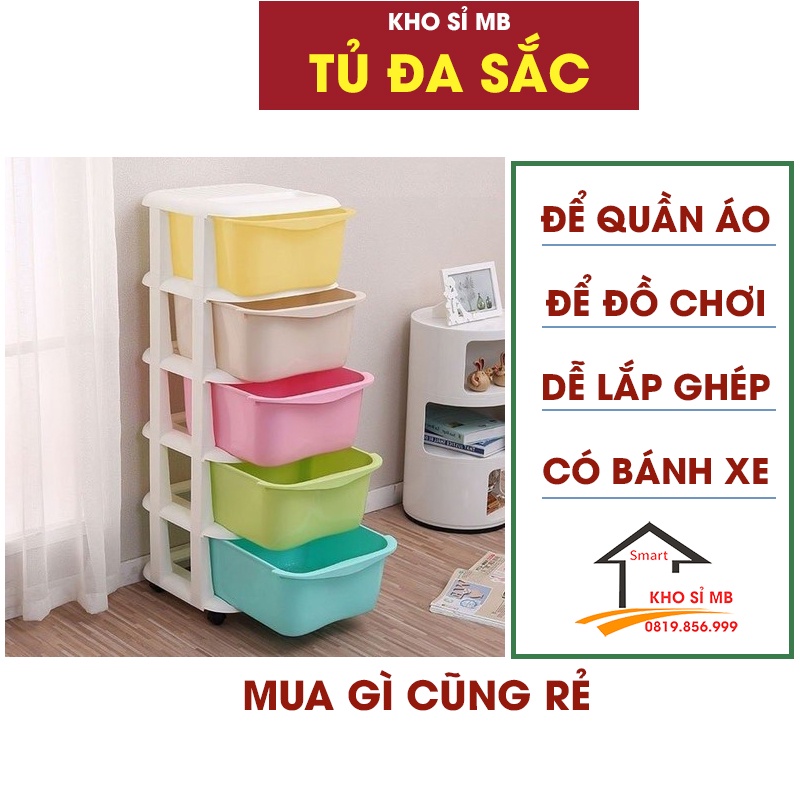 tủ nhựa cho bé 5 tầng có nắp đậy,  tủ quần áo nhựa lắp ghép có ngăn kéo Việt Nhật -Kho sỉ MB