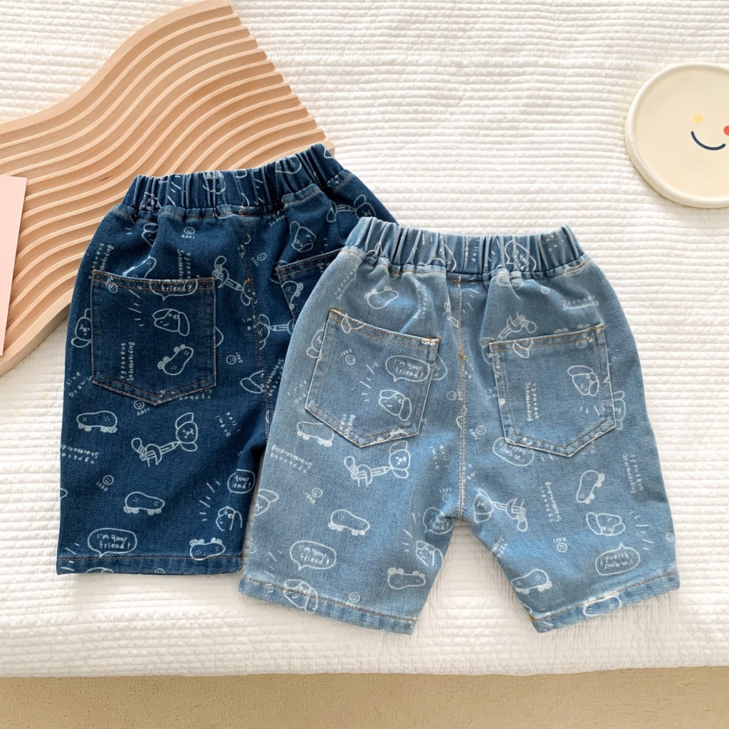 Quần Short Denim In Họa Tiết Hoạt Hình Xinh Xắn 90-130Cm Dành Cho Bé