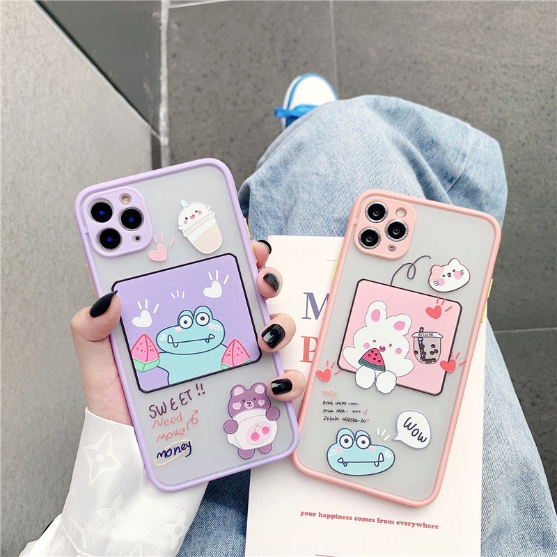Ốp lưng iphone nhám ếch và thỏ 5/5s/6/6plus/6s/6splus/7/7plus/8/8plus/x/xr/xs/11/12/pro/max/plus/promax - Awifi U6-15 | BigBuy360 - bigbuy360.vn