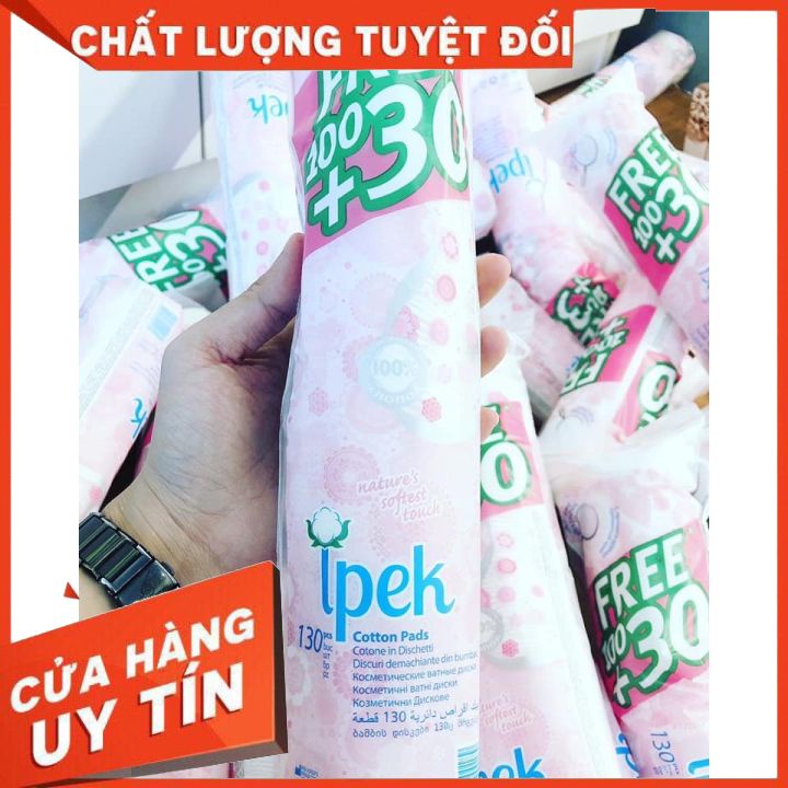 BÔNG TẨY TRANG IPEK 150 MIẾNG- 100% chất côt tông -chất bông dai mềm mịn -khi lau không bị bám lại những sợi bông