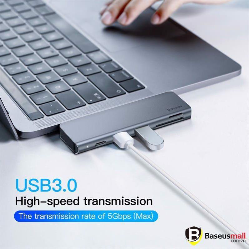 Baseus -BaseusMall VN Bộ Hub chuyển đổi 5 trong 1 Baseus Harmonica Type C to USB 3.0, TF/SD, Type C PD Adapter
