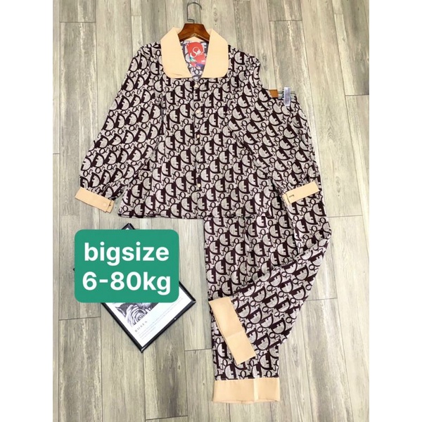 Bộ Pizama Cổ Sen Bigsize 65-72kg Lụa Mango