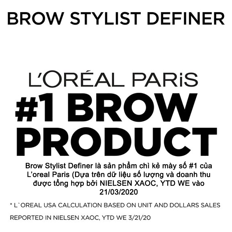 [Bill US] Chì Kẻ Mày Sợi Mảnh 2 Đầu Lâu Trôi L'Oreal Paris Brow Stylist Definer Waterproof Eyebrow Pencil | BigBuy360 - bigbuy360.vn