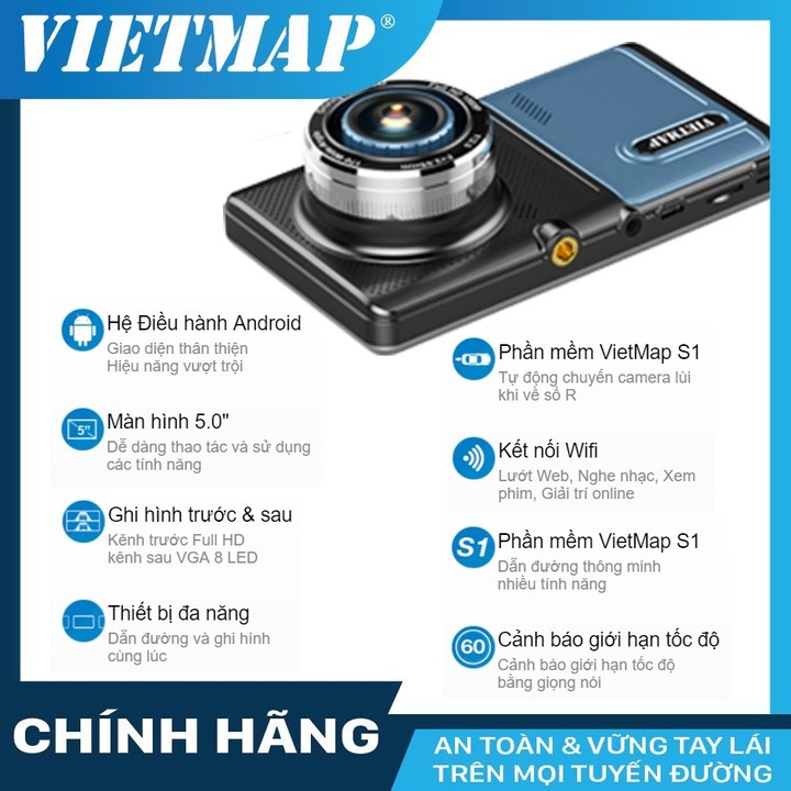 Camera hành trình Vietmap A50 - Hàng chính hãng Tặng kèm thẻ nhớ tùy chọn