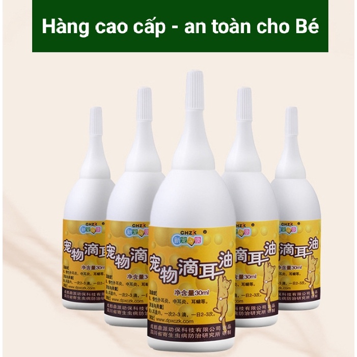 Dung dịch Rửa tai - vệ sinh tai cho chó mèo thú cưng CHZik 30ml - Hàng cao cấp an toàn cho Boss