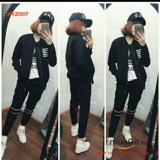 Quần jogger kaki nam nữ mặc chung có phối khóa kéo gối phong cách màu đen - XYZ007