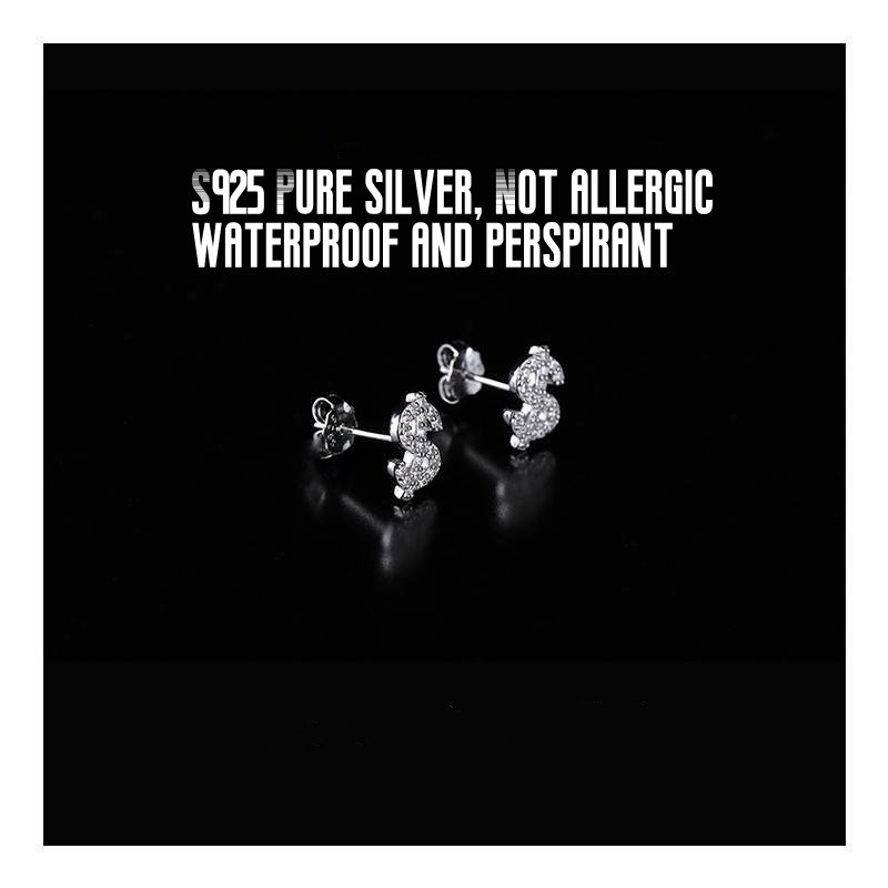 Bông Tai Mạ Bạc S925 Cao Cấp Phong Cách Hip Hop Âu Mỹ Thời Trang Cho Nam Nữ