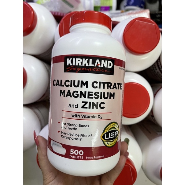 Calcium citrate zinc kirkland canxi zinc500 viên mỹ