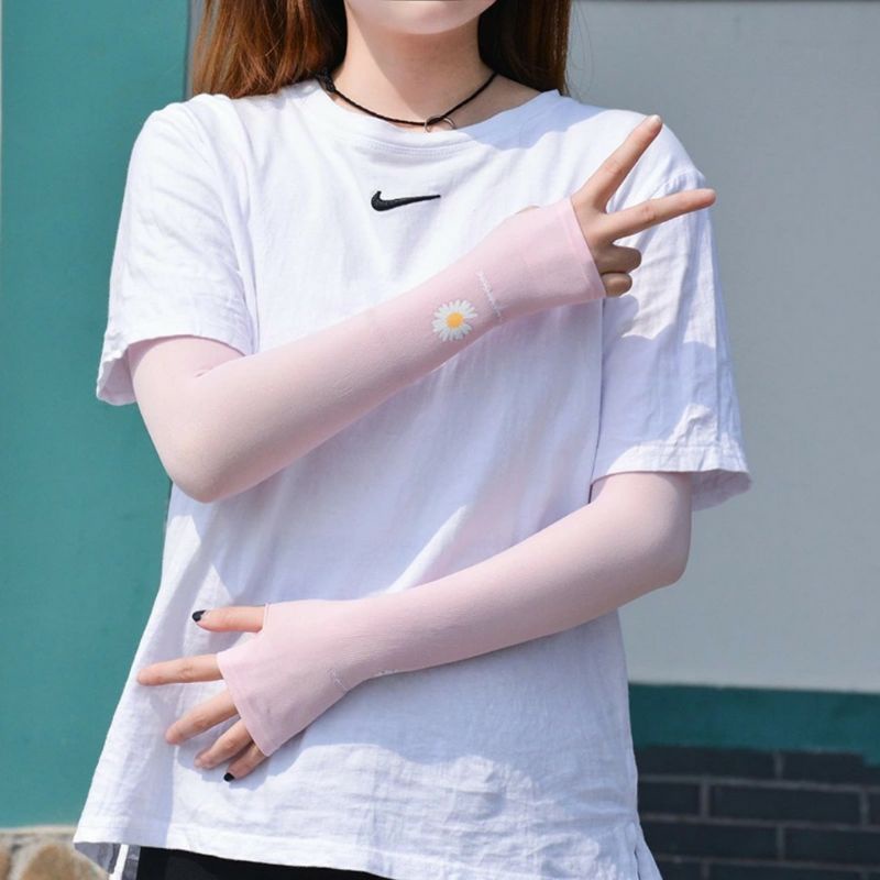 MVP1179 Găng tay chống nắng xỏ ngón Hoa cúc phong cách Hàn Quốc