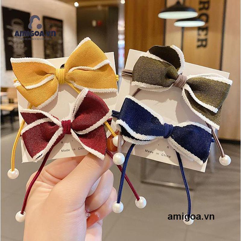 ✨✨Dây Buộc Tóc Đính Nơ Ruy Băng Xinh Xắn Phong Cách Hàn Quốc Thời Trang Cho Nữ